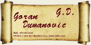 Goran Dumanović vizit kartica